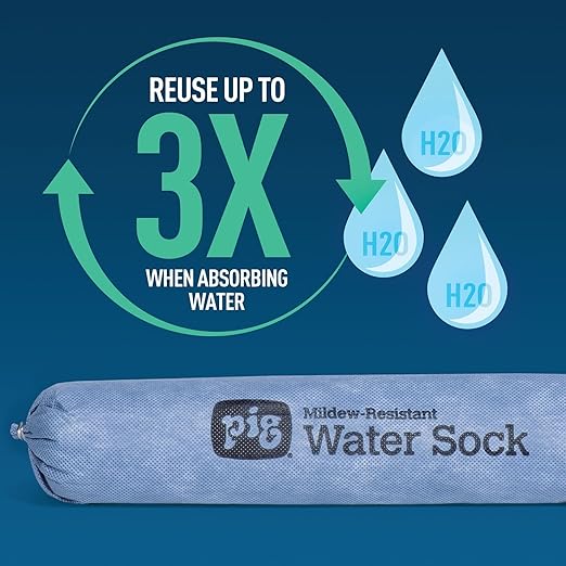 PIG Mildew-Resistant Absorbent Sock | Water Absorbing Snake | 3" W x 10' L | Absorbs up to 2.5 gal per Sock | 2 Count | PM50638 - Image 6