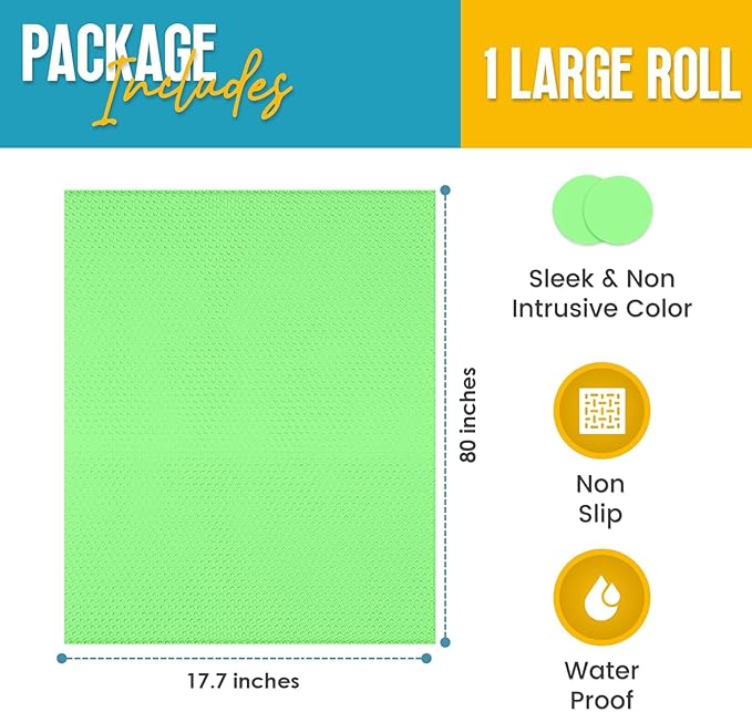 Refrigerator Liners for Shelves by Linda’s Essentials - Easy to Clean Fridge Liner with Spill Protection Fridge Shelf Liners & Drawer Liner, Nonslip BPA-Free Refrigerator Mats (Green Roll) - Image 3