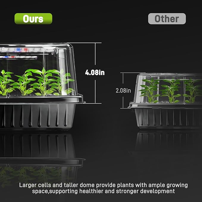 120-Cell Seed Starter Tray with Grow Light, Seedling Starter Trays with 4.08" Humidity Dome, Self-Watering Plant Germination Trays,Seed Starter Kit for Seeds Growing (Black) - Image 5