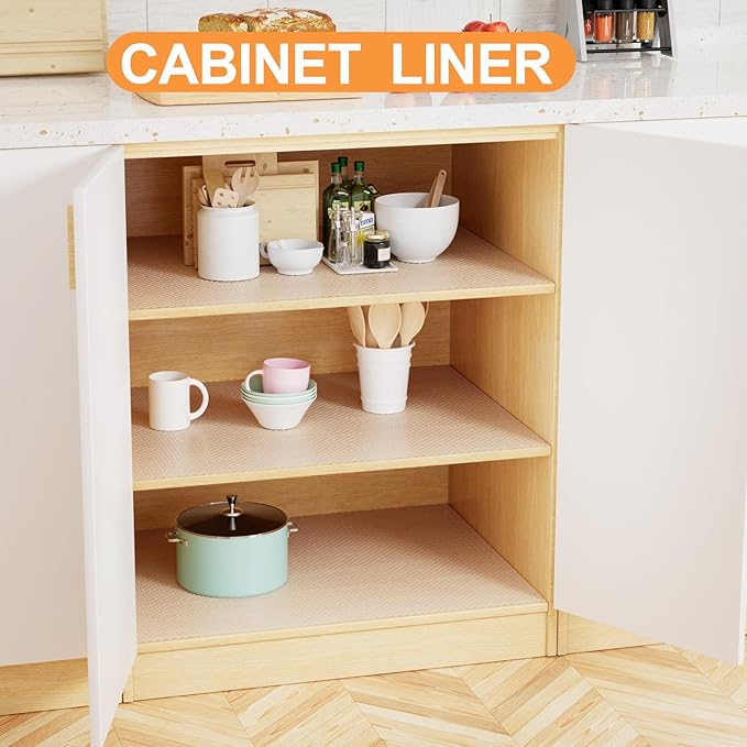 FLPMIX Clear Shelf Liners for Kitchen Cabinets - 11 Inch Width Easy to Cut Non-Adhesive Drawer Liner - Waterproof Pantry Liner for Refrigerator 11 × 240 Inch - Image 3