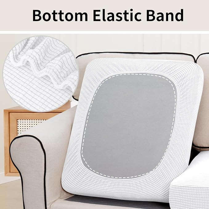 Easy-Going Stretch Individual Loveseat Couch Cushion Cover Sofa Cushion Furniture Protector Sofa slipcover Soft Flexibility with Elastic Bottom (2-Piece Loveseat Cushion Cover, Snow White) - Image 4