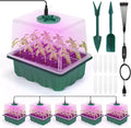 Seed Trays Seeding Starter Tray, Plant Nursery Pot with Humidity Control Lid, Easy Transplanting for Greenhouse Temperature Flowering Herb Crops Germination (6-Pack Green with Lights) by pilavaloo