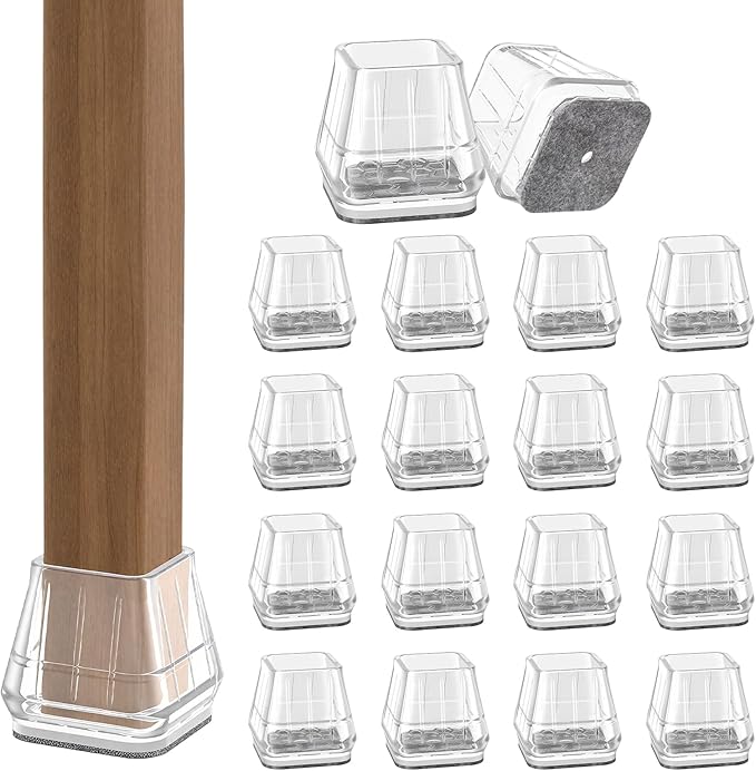 24PCS Square Chair Leg Floor Protectors for Hardwood Floors, Thicken Rubber Chair Leg Cap Covers, Non Slip Furniture Leg Pads to Protect Wood Tile Floors from Scratches and Reduce Noise by Violibar