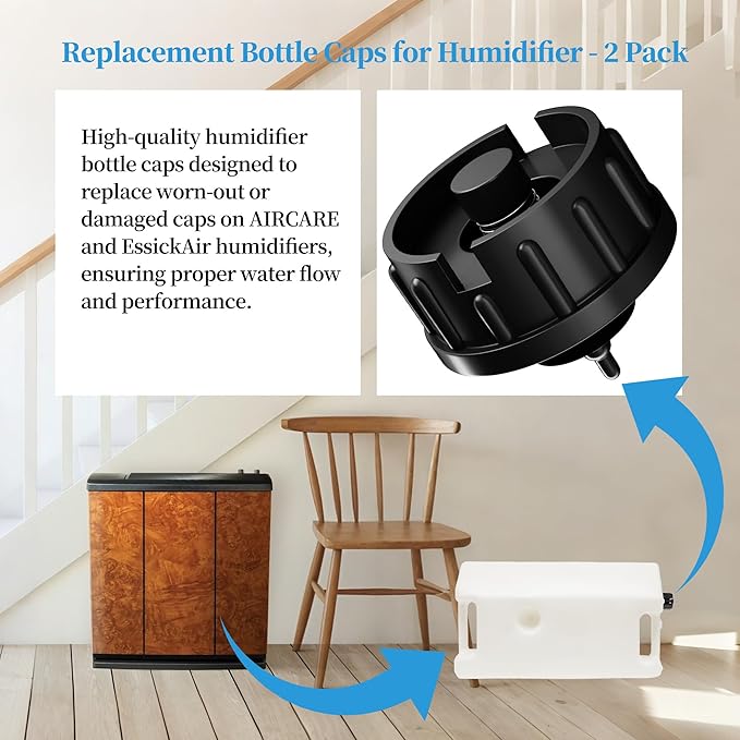 1980 Humidifier Replacement Bottle Caps with Valve Assembly Compatible with Essick-Air AIR-Care Alliance, Credenza and Executive 400, 600, H12 Series Humidifiers - 2 Pack - Image 6