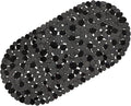 WELTRXE Pebbles Bath Mat for Tub Black Non-Slip Bathtub Mat with Suction Cups, Drain Holes for Bathroom Showers, Tub, Machine Washable, BPA, Latex Free Oval Shower Mats Bath Tub mat, 27 x 14 Inch by WELTRXE