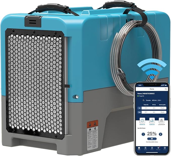 ALORAIR App Control Commercial Dehumidifier With Pump Industrial Dehumidifiers with Drain Hose, for Water Damage Restore, Flood Repair, Large Space, Job Sites (Blue) by ALORAIRSOLUTIONSINC0J0DC