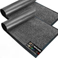GORILLA GRIP Waterproof Traffic Guard Door Mat, 2 Pack Heavy Duty Entryway Mats, Strong Backing Commercial Rugs for Office Hallway, Garage Floor and Home, Low Profile Carpet, 35x23, Light Grey by GorillaGrip