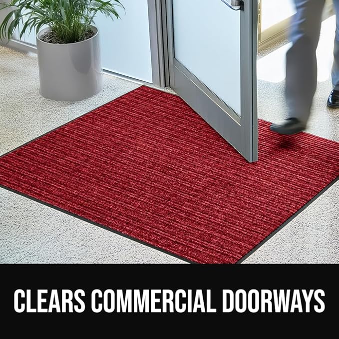 GORILLA GRIP Waterproof Traffic Guard Door Mat, 59x24, Heavy Duty Entryway Mats, Strong Backing Commercial Utility Rugs for Office Hallway, Garage Floor and Home, Low Profile Carpet Runner, Red - Image 5