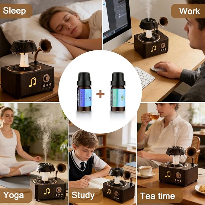 Morbou Raindrop Aroma Diffuser Room Humidifier with White Noise, 7-Color Air Mist Essential Oil Diffuser Sleep Sounds Aroma Rain Drop, with Remote Control Extra 2 Essential Oils - Image 8