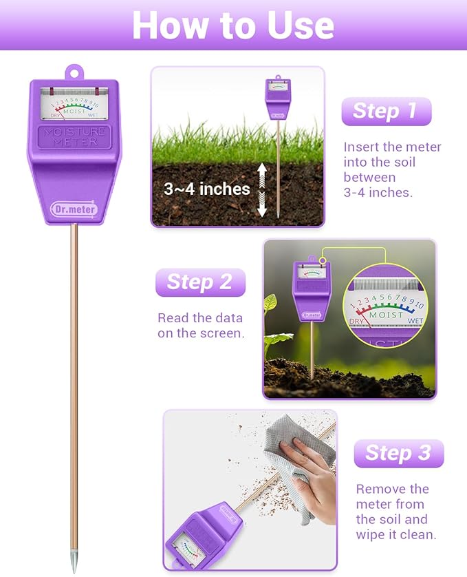 Soil Moisture Meter Tester for Plants, Hygrometer Moisture Sensor for Houseplants Indoor Outdoor Garden Lawn Use - Plant Water Meter Gauge Test Kit, No Battery Needed - Gardening Gifts - Image 3