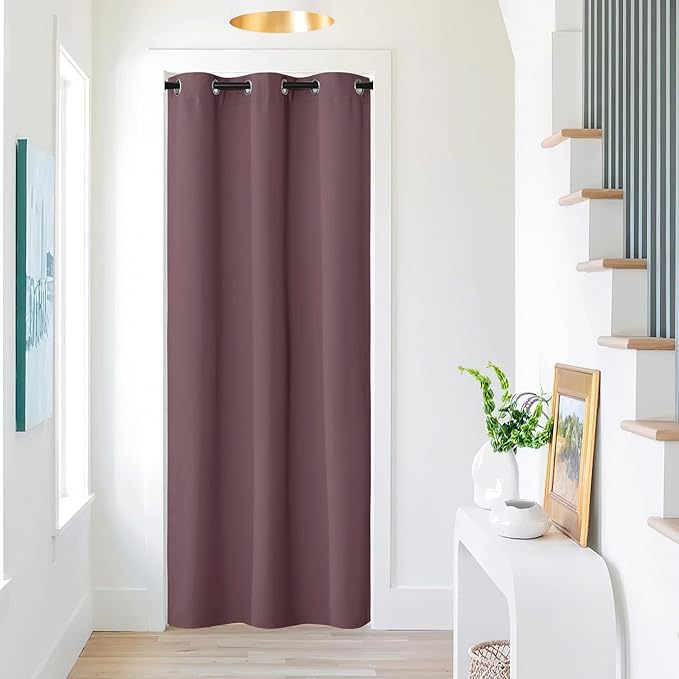 NICETOWN Heat Blocking Blackout Thermal Insulated Door Curtain, Privacy Room Separators Divider Wall, 60-70% Soundproof Noise Reducing Doorway Curtains, 42" W x 80" W, 1 Panel, Dry Rose by NICETOWN