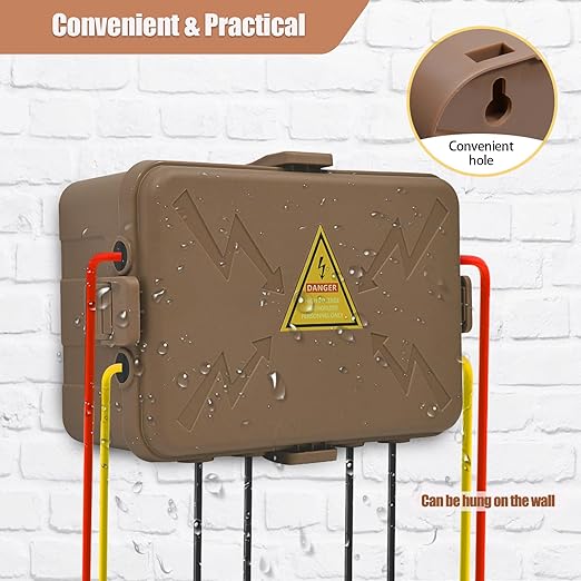 Hrensaw Large Outdoor Electrical Box(12.5x8.5x5inch),IP54 Waterproof Outdoor Outlet Covers,Weatherproof Extension Cord Covers Protect Outlet,Plug,Timer,Power Strip,Holiday Light,Brown - Image 5