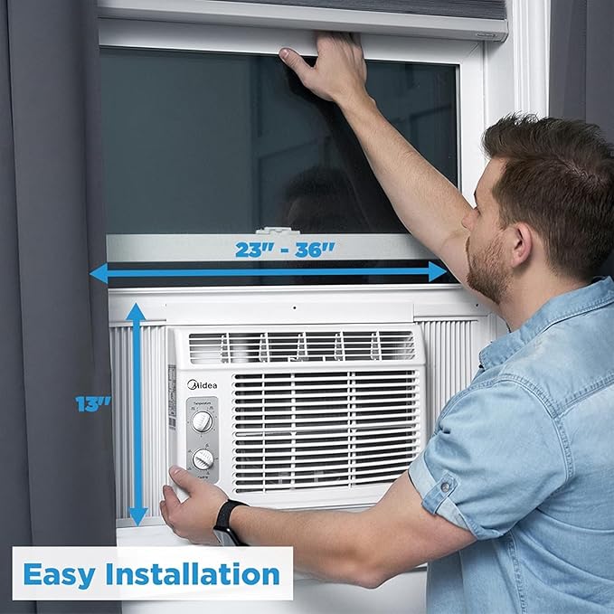 Midea 5,000 BTU EasyCool Small Window Air Conditioner - Cool up to 150 Sq. Ft. with Easy-to-Use Mechanical Controls and Reusable Filter, Perfect for Small Bedroom, Living Room, Home Office - Image 9