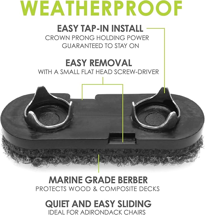 Slipstick GorillaOutdoor Berber Glides for Adirondack Chairs & Outdoor Furniture Feet (8 Pack) Tap on Outdoor Floor Protectors for Deck, Patio & Porch - Image 2