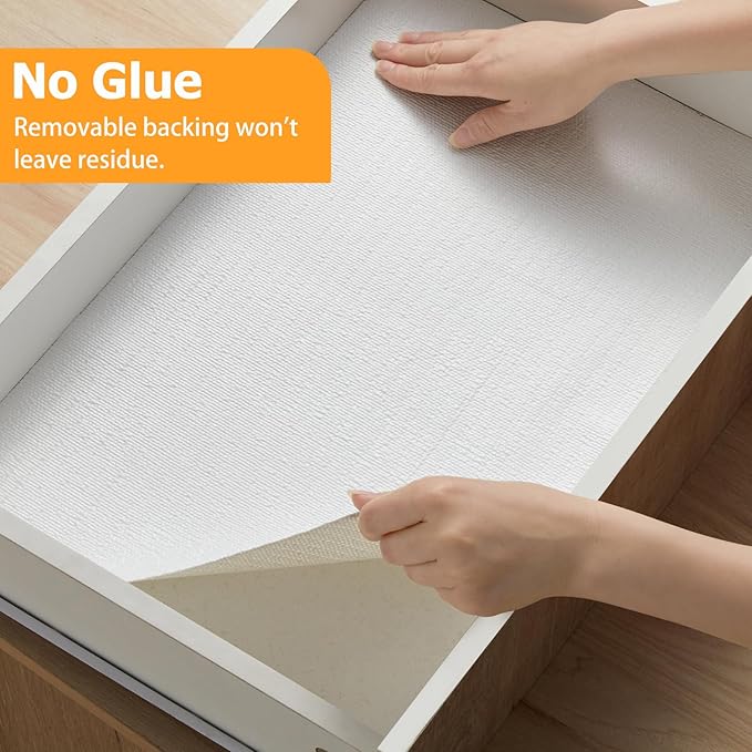 Viseeko Shelf and Drawer Liner for Kitchen Cabinet, Non-Adhesive Cabinet Liners for Shelves, Strong Grip Shelf Paper Non-Slip Waterproof Easy to Cut for Dresser Cupboard, White, 18 in x 30 ft - Image 9