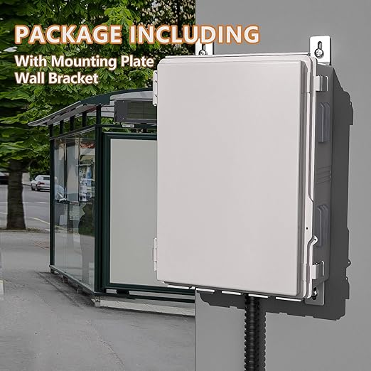 Electrical Junction Box, Ventilated Design, Cable Grommets, Indoor/Outdoor Use with Mounting Panel & Hinged Cover. Waterproof IP 65. (Grey Cover, 19.7"x15.7"x7.9") - Image 4