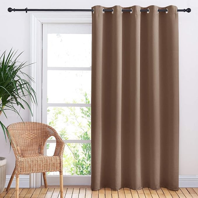 NICETOWN Blackout Blinds for Patio Door, Sliding Door Insulated Blackout Curtains, Extra Wide Curtain with Grommet Top for Villa/Hall/Parlor (Cappuccino, 70 inches W x 84 inches L) - Image 2