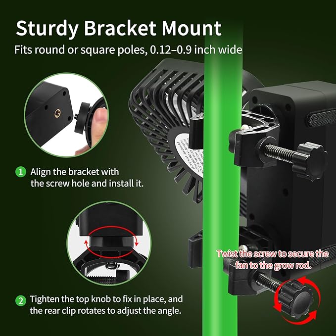 6" Grow Tent Fan with Temp & Humidity Display, Auto Temp & Humidity Control, 4 Speeds, 90° Oscillation, 2-Pack - Image 3