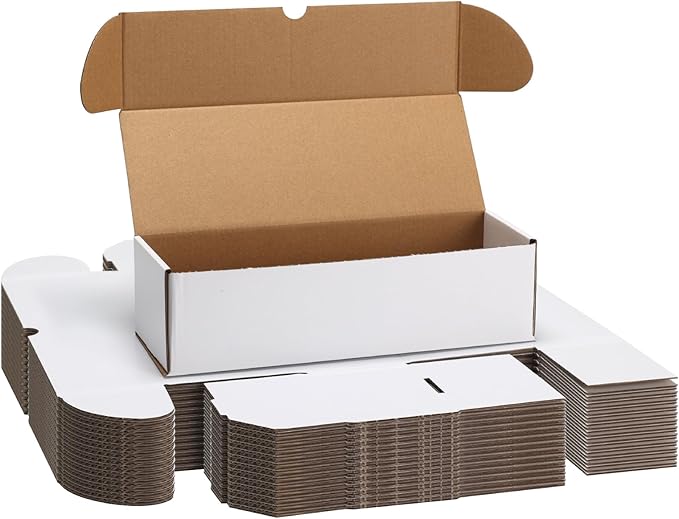 EXYGLO Trading Card Storage Box 25 Pack 520 Count 20pt, 10.6x3.8x2.9 Inch White Cardboard Card Boxes for TCG/MTG/Sport Cards, Fit 3.6x2.6 Sleeves Shipping or Storing, 13000 Max Capacity in Total by EXYGLO
