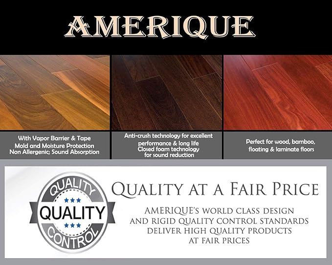 AMERIQUE AMSVPD2M600 600SQFT Chrome Silver 600 SQFT Premium Floor Underlayment Padding with Moisture Barrier & Tape 3-in-1 Heavy Duty Blue Foam 2MM, 800 Square Feet - Image 4