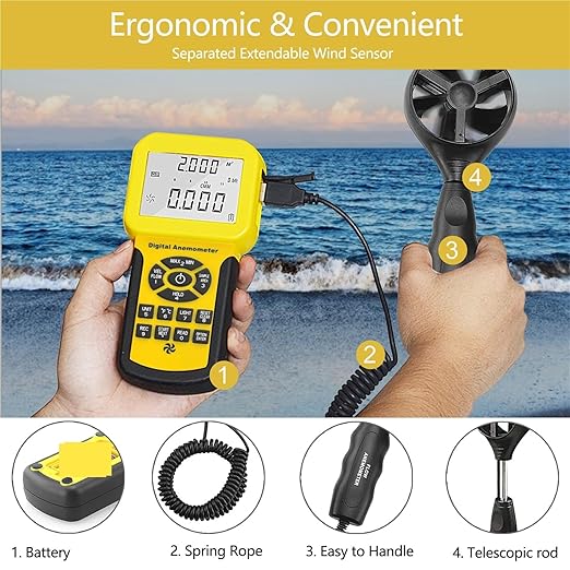 Anemometer, 856A Multifunctional Anemometer with Extendable Sensor Comprehensive Data Management for Accurate Environmental Monitoring,Anemometer Handheld - Image 7