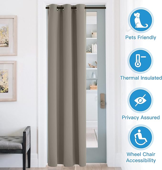 RYB HOME Temporary Doorway Curtains Blackout Privacy Room Divider Curtains Portable Drapes for Closet Wall Panel for Bedroom Living Room Dining Basement Window, W 60 x L 108 inches, Sand - Image 4