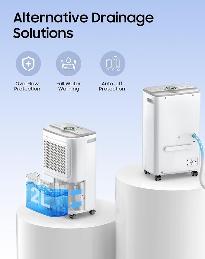 Dehumidifier for Home Basement 2000 Sq.Ft, Dehumidifiers for Home Large Room with Drain Hose for Bathroom Bedroom 2L Water Tank (30 pint) - Image 5