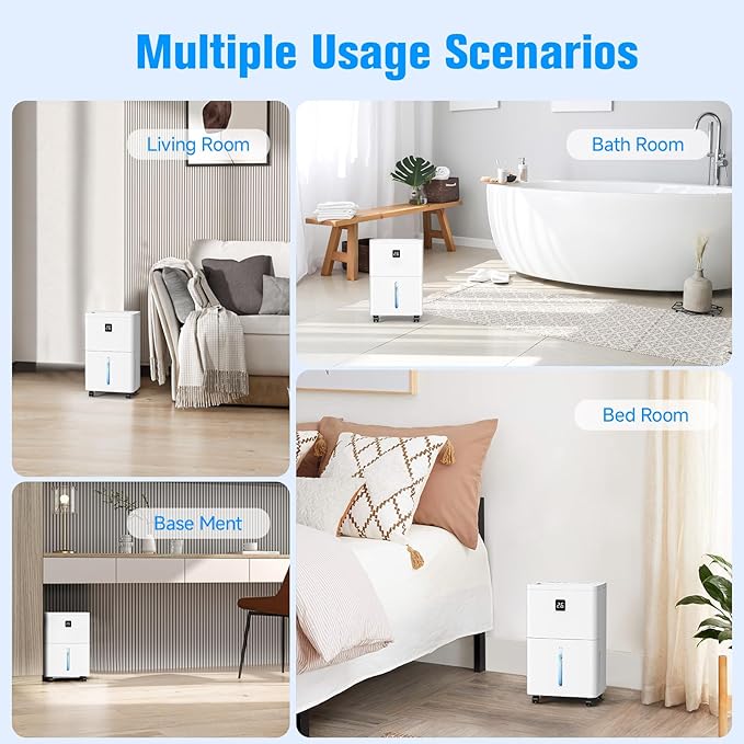 25 Pint Dehumidifier for Basement, Up to 3000 Sq.Ft, Quiet Dehumidifier with Drain Hose, Humidity Control, 24H Timer, Ideal for Bedroom, Bathroom, Room - Image 8