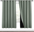 NICETOWN 100% Blackout Window Curtain Panels, Full Light Blocking Drapes with Black Liner for Nursery, 72-inch Drop Thermal Insulated Draperies (Greyish Green, 2 Pieces, 70-inch Wide Per Panel) by NICETOWN