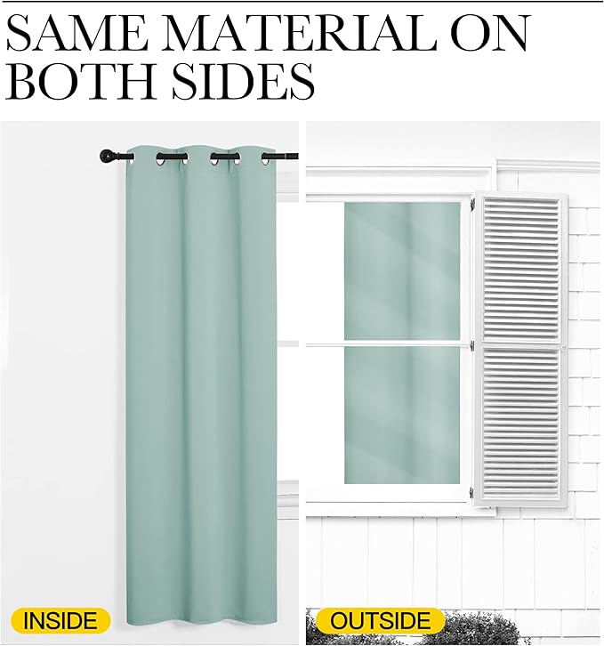 NICETOWN Kitchen Blackout Window Curtain Panel, Aqua Blue, 1 Panel, 55 by 96 inches Long, Home Fashion Thermal Insulated Solid Grommet Room Darkening Drape for Apartment - Image 6
