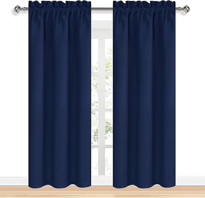 DWCN Navy Blue Blackout Curtains for Living Room 84 Inch Length 2 Panels Set Window Drapes Thermal Insulated Room Darkening Rod Pocket Curtains for Kids Boys Room (W38 x L84 Inch, Navy Blue) - Image 8