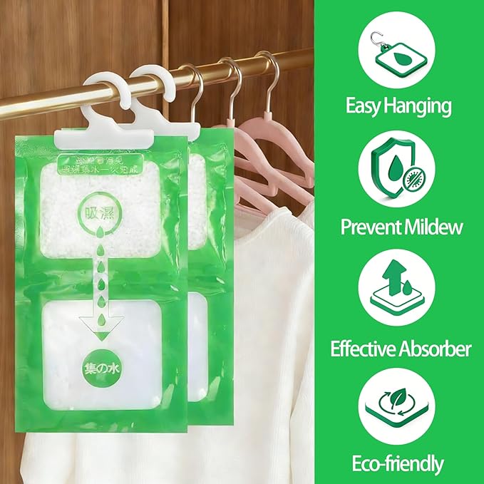 Dehumidifier Bags 12 Pack，Moisture Absorbers for Closet,Humidity Packs, Humidity Absorber in Wardrobes, Bedrooms, Bathrooms - Image 2