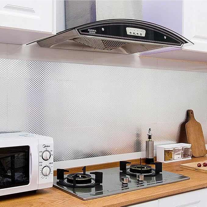 Kitchen Wallpaper Oil Proof Sticker Aluminum Foil Backsplash Self-Adhesive Contact Paper Cabinet Liner Waterproof and Heat Resistant Peel and Stick Wallpaper (15.7X197 Inches) - Image 7