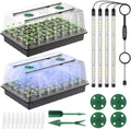 Pawfly 2 Pack Seed Starter Kit, 120 Cells, Seed Starter Trays with Adjustable Grow Light Bars & 4" Humidity Domes, Indoor Seedling Starter Trays, Reusable Plant Germination Trays, Seed Starting Trays by Pawfly