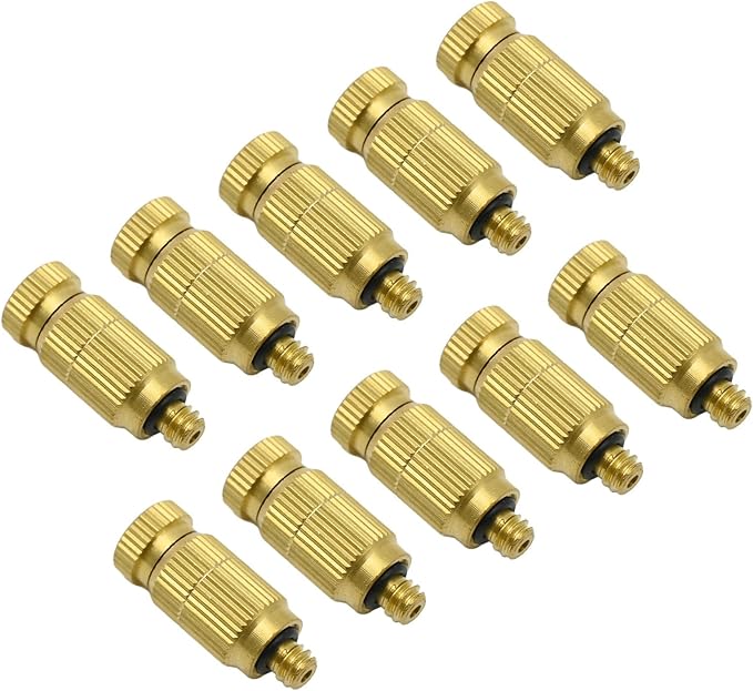Brass Misting Nozzle, 10 Pack High Pressure Spray 10/24 UNC Anti-drip Fogging Spray Head Misting System Tips for Outdoor Cooling System 0.012" Orifice (0.3 MM) - Image 8