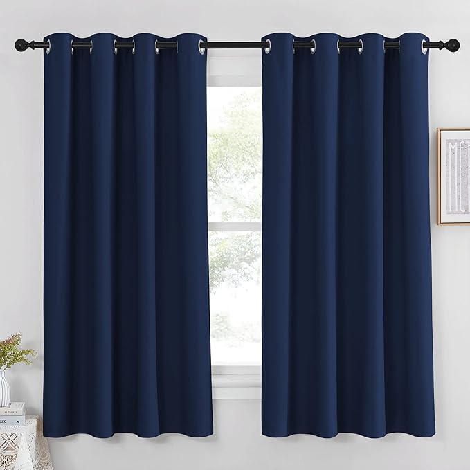 NICETOWN Curtain 63 inches Long - Home Decoration Light Blocking Room Darkening Drape/Drapery for Nursery Room, Navy, Ring Top, 52 inches Wide by 63 inches Long, 1 PC by NICETOWN