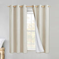 NICETOWN Linen Blackout Curtains for Kitchen, Beige, 2 Panels, 34" Wide x 48" Long, Short Kitchen Burlap Linen 100% Blackout Drape Panels for Night Shift, Great Job for Blocking Light by NICETOWN
