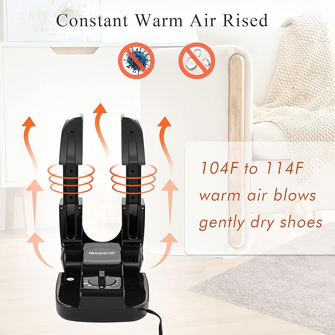 Boot Dryer Shoe Dryer with Timer, leapara Heat Blower Warmer for Work Boots, Gloves, Sweaty Feet, Sneaker, Portable Dryer with Foldable Rack (110V) - Image 2