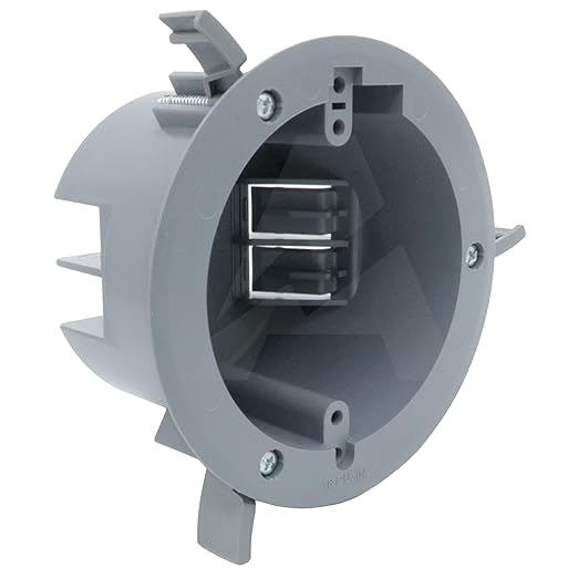 (Pack of 1) 4'' Old Work Round Electrical Box, One-Gang Grey PVC Junction Box, 18 Inch Capacity, Round Ceiling Remodel Box with Built-in Mounting Tabs, Three Mounting Wings, 2-Hour Fire Rated Walls by AirmontProducts