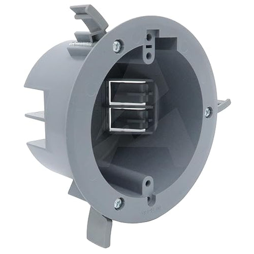 (Pack of 1) 4'' Old Work Round Electrical Box, One-Gang Grey PVC Junction Box, 18 Inch Capacity, Round Ceiling Remodel Box with Built-in Mounting Tabs, Three Mounting Wings, 2-Hour Fire Rated Walls by AirmontProducts