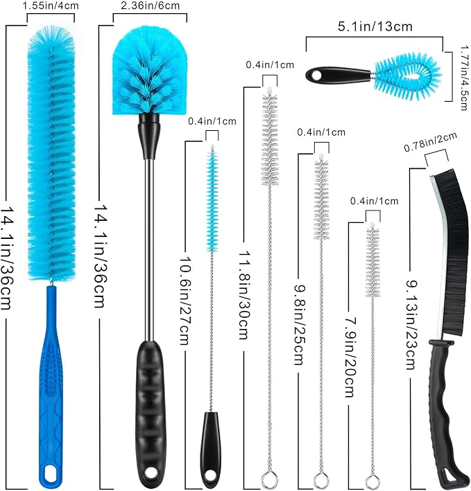 Bottle Brush Cleaning Set - Multi Cup Brush, Water Bottle Cleaner, Crevice Cleaning Brush Pipe & Tube Brushes for Tight Spaces, Grout Brush Cleaner Brush Long Straw Cleaner Brush for Stanley Mug - Image 2
