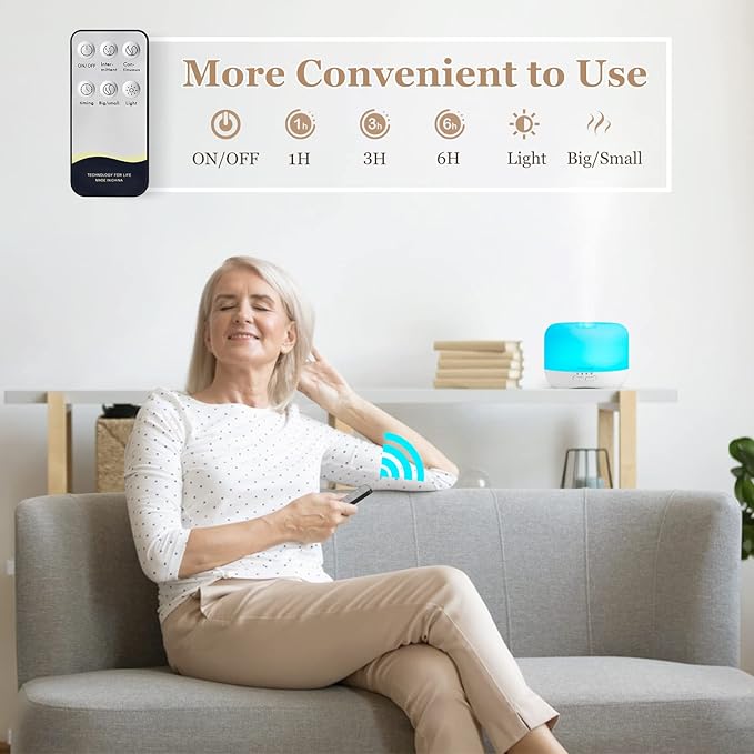 Aromatherapy Essential Oil Diffuser for Room: Air Humidifier Aroma Scent Cool Mist Colorful Lights Cute Small Large Waterless Auto Off Ultrasonic Diffusers for Home Bedroom White (300ml) - Image 9