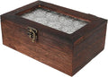 Wooden Jewelry Box with Glass Lid, Small Rustic Jewelry Display Case Storage Organizer for Home, Trinket Chest Box with Dustproof Cover for Rings, Bracelets, Makeup Accessories by WATIIFUFU