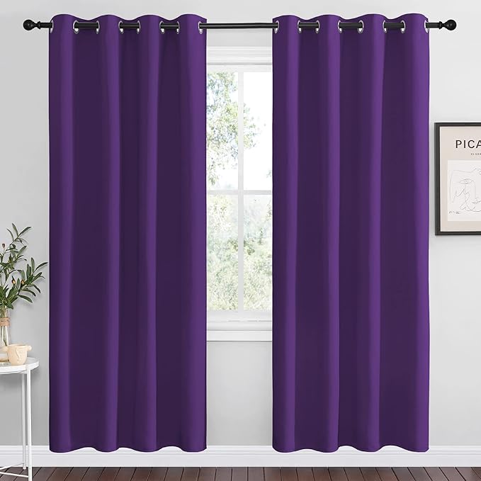 NICETOWN Purple Blackout Curtains 78 inches Long, Niose Reducing and Thermal Insulated Room Darkening Curtains for Girls Bedroom Living Room Window Decoration (55 inches Wide, 2 Panels) by NICETOWN