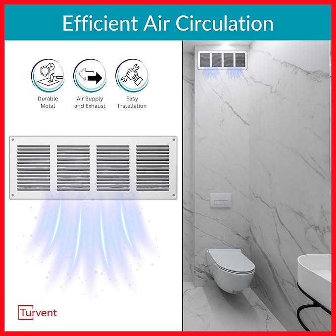 14x4 Vent Cover (Duct Opening) - White HVAC Return Air Grille for Wall and Ceiling - Metal AC Vent Cover with Mesh - Rectangular Ventilation Register - External Dimensions: 15.75" W x 5.91" H - Image 2