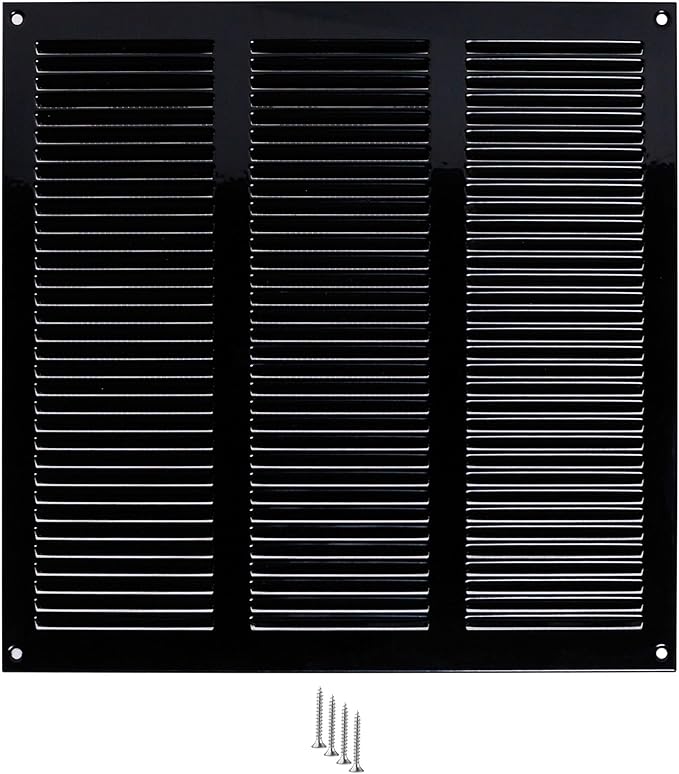 10x10 Vent Cover (duct opening) - Black HVAC Return Air Grille for Wall and Ceiling - Metal AC Vent Cover with Mesh - Rectangular Ventilation Registe - External Dimensions: 11.81" W x 11.81" H by TURvent