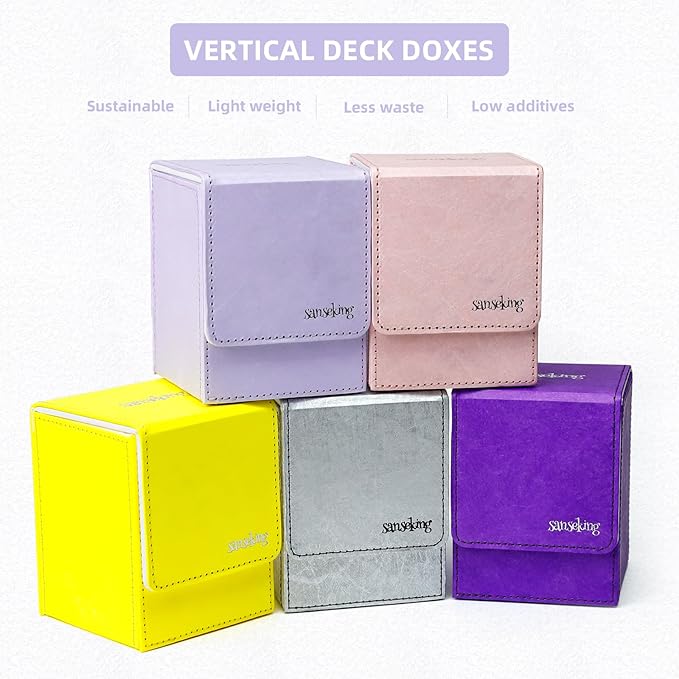 Magic Card Deck Box for MTG Single Deck Card Box fits 100+ TCG Sleeved Cards Tyvek® Paper Card Box Top Loading Card Boxes Magic Gift for MTG TCG CCG (Vertical,Light Purple) - Image 6