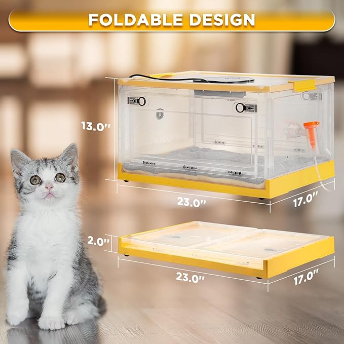 TURBRO 85L Pet Incubator, Precision Temperature Control for Puppy & Kitten Care, with Adjustable Fan Speed, Multifunctional LED Panel, Respiratory Support Nebulizer, Humidity Monitoring - Image 5