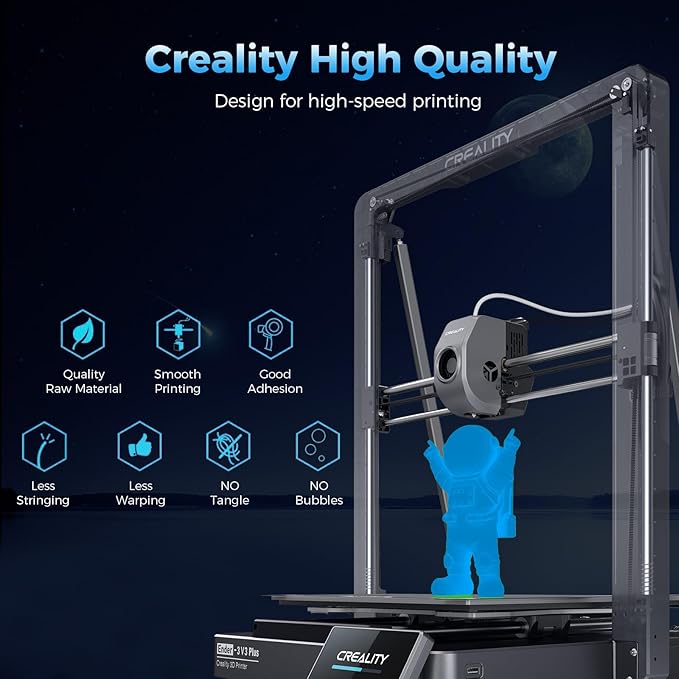 Creality 3D Luminous PLA Printer Filament, 1.75mm Glow in The Dark Shiny Firefly Blue PLA Filament for 3D Printing, Best with UV Lamps, 1kg Spool (2.2lbs), Blue - Image 2