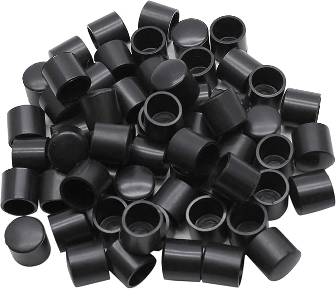 60Pcs Round Rubber End Caps 1/2" (12mm) ID Vinyl Flexible Bolt Chair Foot Covers Screw Thread Chair Leg Protectors for Round Tubing Bolt Desk Chair Leg (Black) by Bonsicoky